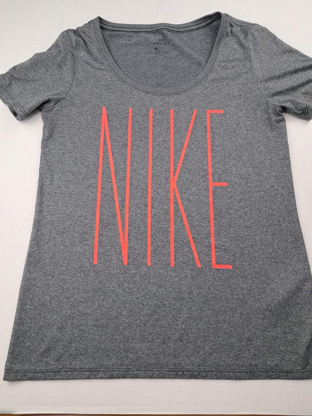Nike Women’s Gray Scoop Neck Tee with Coral Logo
